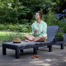 Keter Daytona Rattan Effect Sun Lounger - Graphite - thumbnail 1