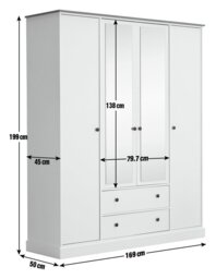 Argos Home Kensington 4 Door 2 Drawer Wardrobe - Soft Grey - thumbnail 2