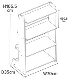 Liberty House Kids 4 Tiered Bookcase - White & Oak - thumbnail 2