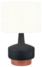 Pacific Elio Ceramic Wood Effect Table Lamp - Black & White - thumbnail 2