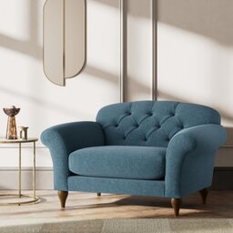 Habitat Brooker Fabric Cuddle Chair - Blue - Dark Leg - thumbnail 2