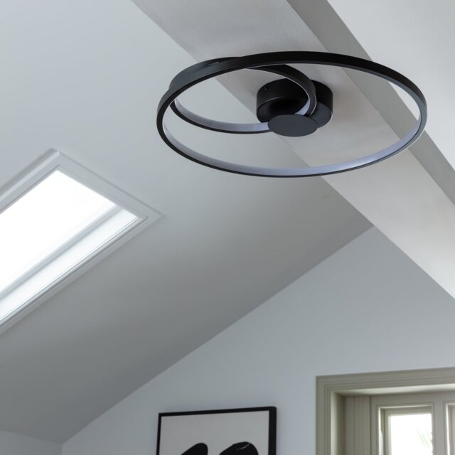 Argos Home Pill Aluminium LED Flush to Ceiling Light - Black - image 1