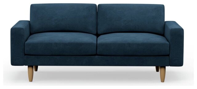 Hutch Velvet Block Arm 3 Seater Sofa - Ink Blue - image 1