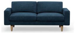 Hutch Velvet Block Arm 3 Seater Sofa - Ink Blue - thumbnail 1