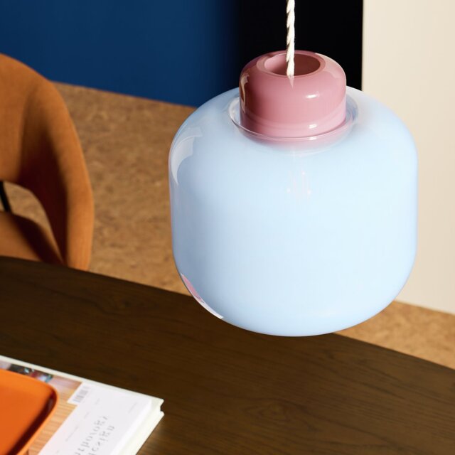 Habitat Blue Glass Lampshade - 24cm - image 1