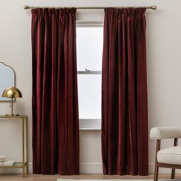 Argos Home Velvet Stripe Blackout Pencil Pleat Curtains - Berry - 117x137cm