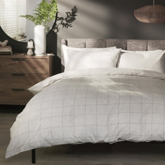 Habitat Country Grid Grey Bedding Set - Double - image 1