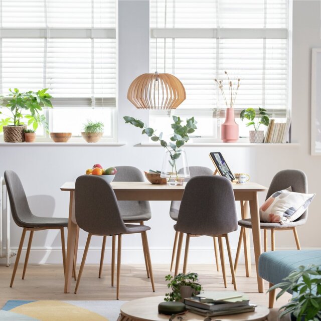 Habitat Skandi Oak Dining Table & 6 Grey Chairs - image 1