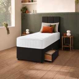 Silentnight Marlow 1000 Mirapocket Single 2 Drawer Divan Bed - Charcoal
