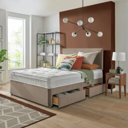 Silentnight Travis Kingsize Ortho 4 Drawer Divan Bed & Headboard - Sand - thumbnail 1