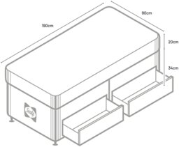 Sealy Newman Support Single 2 Drawer Divan Bed - Grey - thumbnail 2