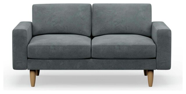 Hutch Velvet Block Arm 2 Seater Sofa - Slate Grey - image 1