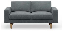 Hutch Velvet Block Arm 2 Seater Sofa - Slate Grey - thumbnail 1