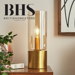 BHS Tyrrel Cylinderical Touch Table Lamp - Brass - thumbnail 2