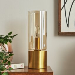 BHS Tyrrel Cylinderical Touch Table Lamp - Brass - thumbnail 1