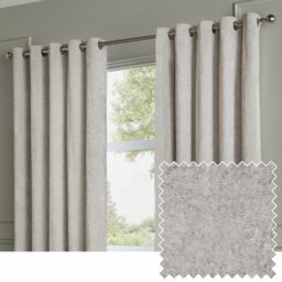 Paoletti Lustre Velvet Eyelet Curtains - Silver - 168x229cm - thumbnail 1