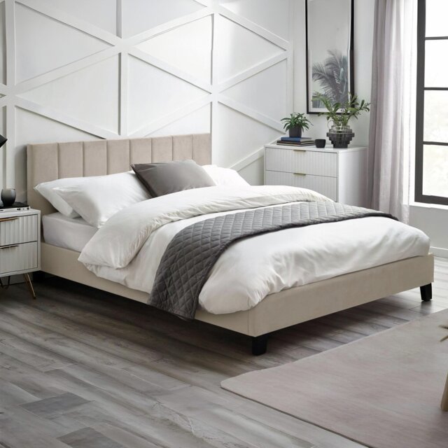 Julian Bowen Rosa Kingsize Fabric Bed Frame - Cream - image 1
