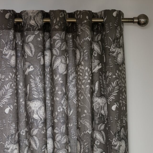 Habitat Forest Print Eyelet Curtains - Grey - 117x137cm - image 1