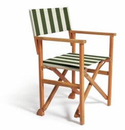 Habitat Folding Wooden Garden Director Chair - Green & White - thumbnail 2