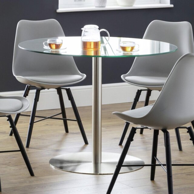 Julian Bowen Milan Glass 6 Seater Round Dining Table - Clear - image 1