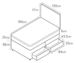Silentnight Travis Small Double 4 Drawer Divan Bed- Charcoal - thumbnail 2