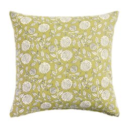 Argos Home Woodblock Floral Cushion Olive - 43x43cm - thumbnail 2
