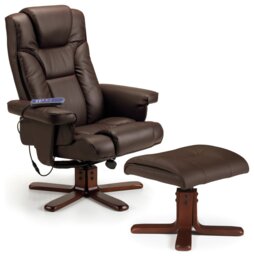 Julian Bowen Malmo Massage Recliner Chair & Footstool- Brown