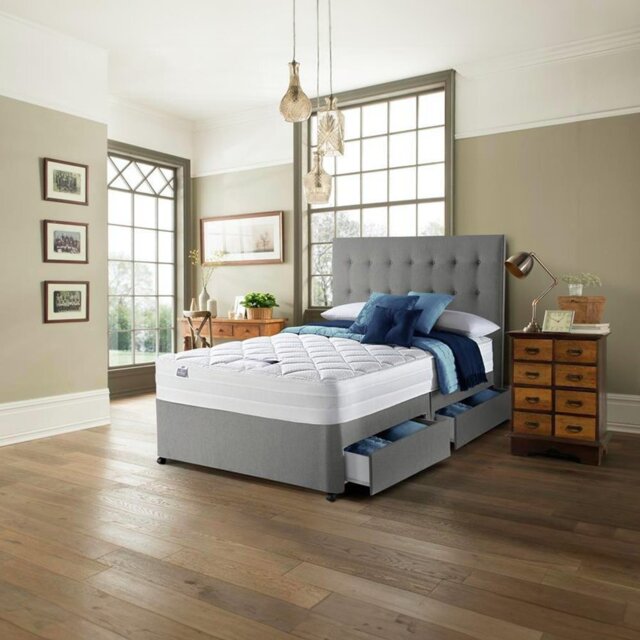 Silentnight Knightly Double Memory 4 Drawer Divan Bed - Grey - image 1