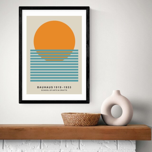 East End Prints Sun Bauhaus Black Frame Art Print - A3 - image 1
