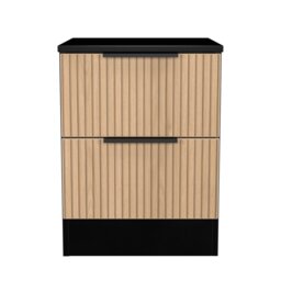 Livara Ready Assembled Tofino Bedside Table - Black & Oak - thumbnail 2