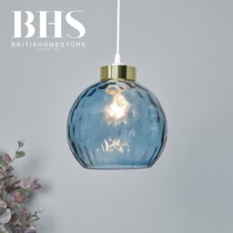 BHS Dexta Dimple Blue Glass Easy Fit Lampshade - 21.5cm - thumbnail 2
