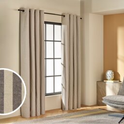 Habitat Yarn Dye Stripe Blackout Eyelet Curtains - Charcoal - 168x183cm - thumbnail 1