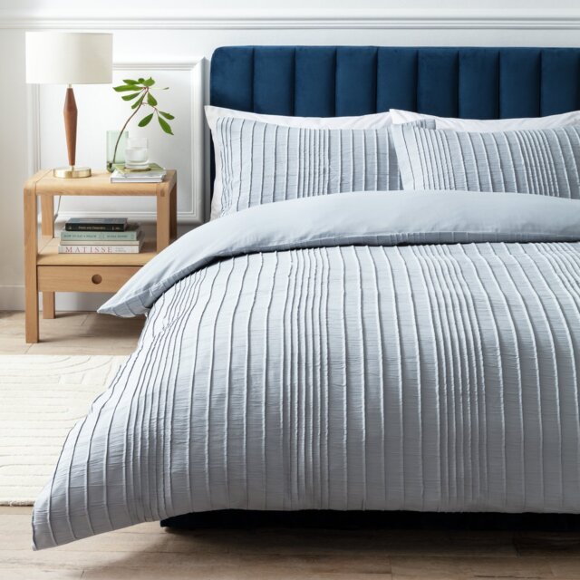 Argos Home Crinkle Blue Bedding Set - Superking - image 1