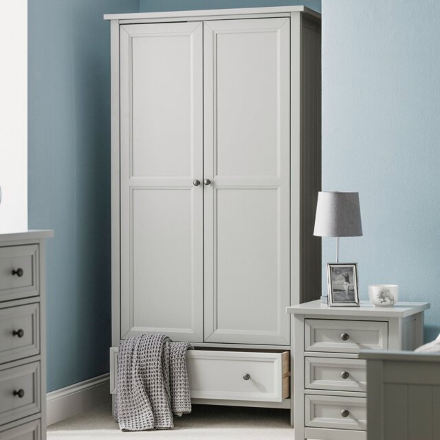 Julian Bowen Maine 2 Door 1 Drawer Wardrobe - Dove Grey - image 1
