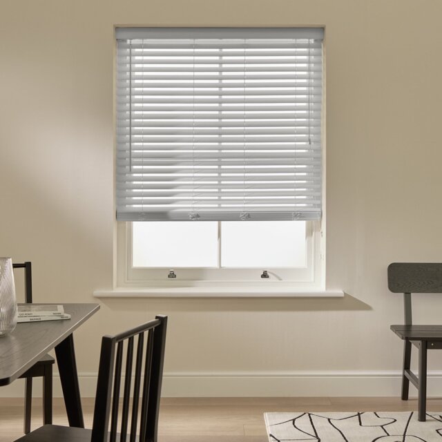 Habitat Faux Wood White 50mm Slat Venetian Blind - 120cm - image 1