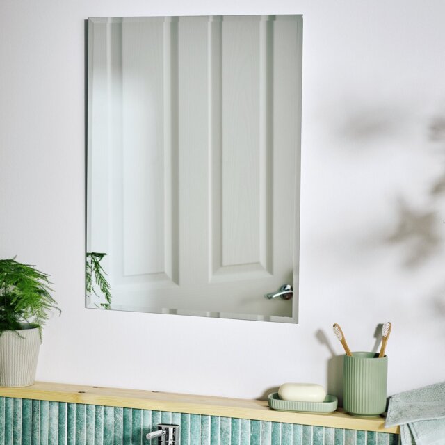 Argos Home Silver Bevelled Bathroom Wall Mirror - 60x45cm - image 1