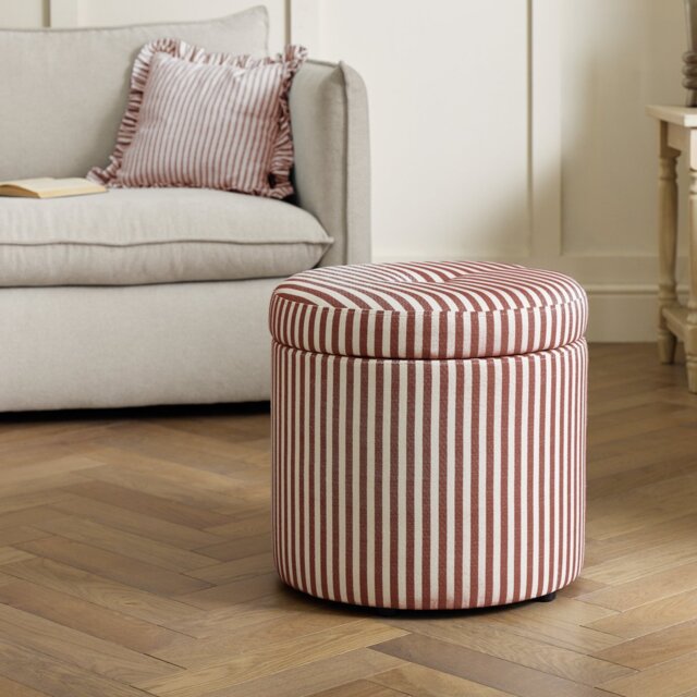 Habitat Leo Fabric Storage Ottoman - Plum Stripe - image 1
