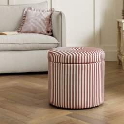Habitat Leo Fabric Storage Ottoman - Plum Stripe - thumbnail 1