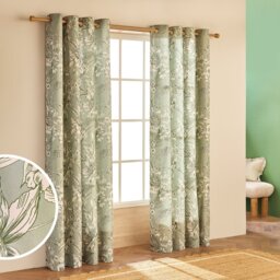 Habitat Botanical Print Eyelet Curtains - Sage - 229x183cm - thumbnail 1