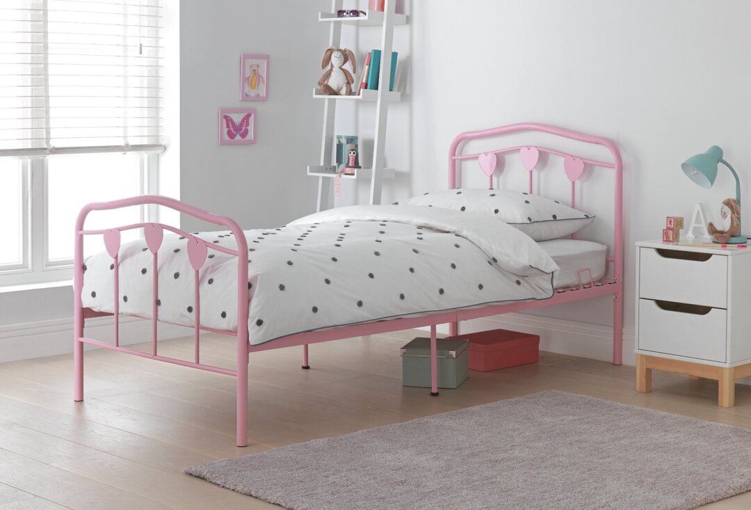 Argos Home Hearts Single Metal Bed Frame Pink by Argos