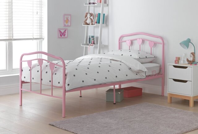Argos Home Hearts Single Metal Bed Frame - Pink