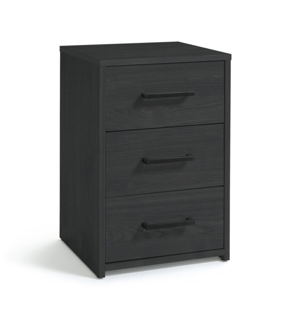 Argos Home Oslo 3 Drawer Bedside Table - Black Oak Effect - image 1