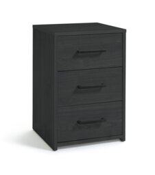 Argos Home Oslo 3 Drawer Bedside Table - Black Oak Effect - thumbnail 1