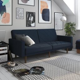 Dorel Paxson Fabric Small Double Chaise Sofa Bed - Navy Blue - thumbnail 1