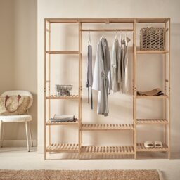 Habitat Cullen Triple Bamboo Open Wardrobe - Natural - thumbnail 1