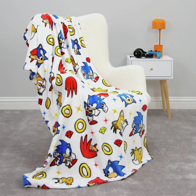 Sonic the Hedgehog Fleece Throw - White - 100x150cm - image 1