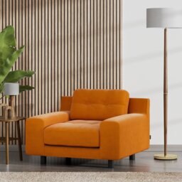 Habitat Hendricks Fabric Arm Chair - Orange - Black Leg - thumbnail 2