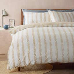 Argos Home Leaf Stripe Yellow Bedding Set - Superking - thumbnail 1