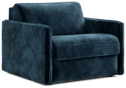Jay-Be Slim Velvet Cuddle Chair Sofa Bed - Ink Blue - thumbnail 1