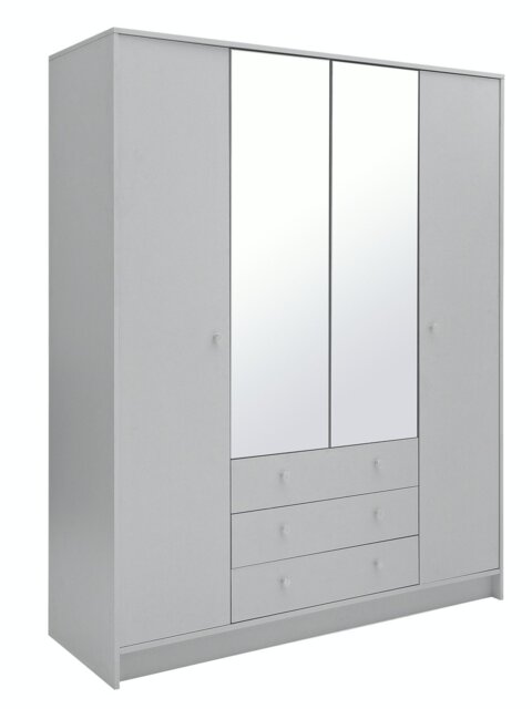 Argos Home Malibu 4 Door 3 Drawer Mirror Wardrobe - Grey - image 1